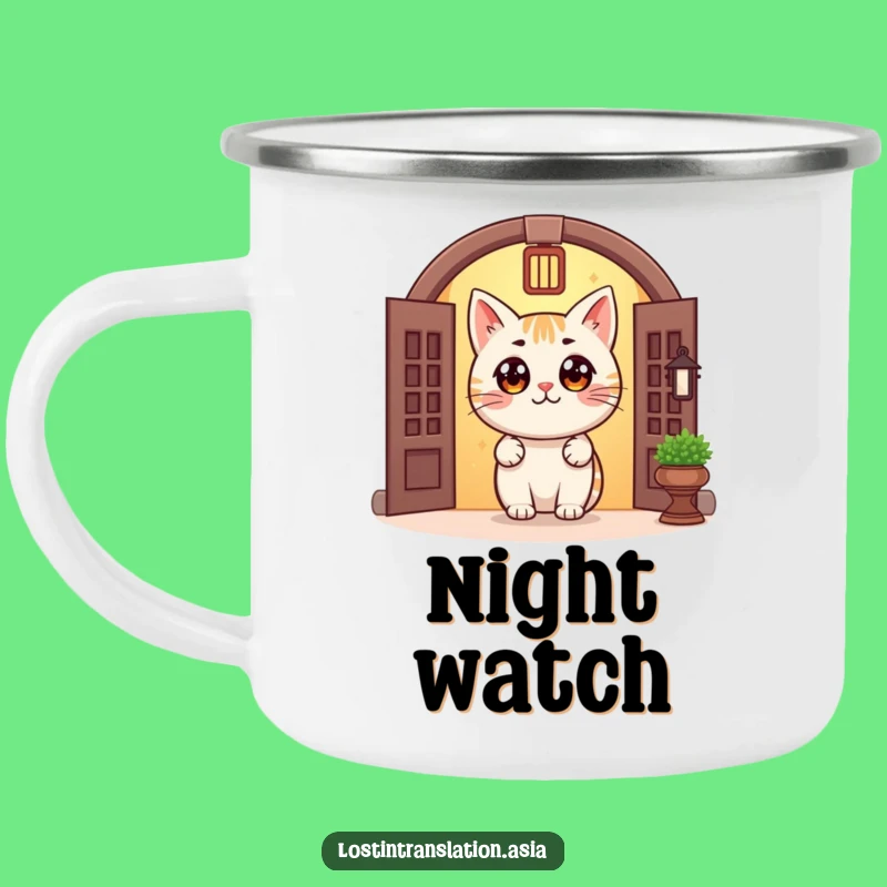 Funny Cat Doorway Camping Mug: Cozy Adventure, Durable Cup, Ideal Funny Gift