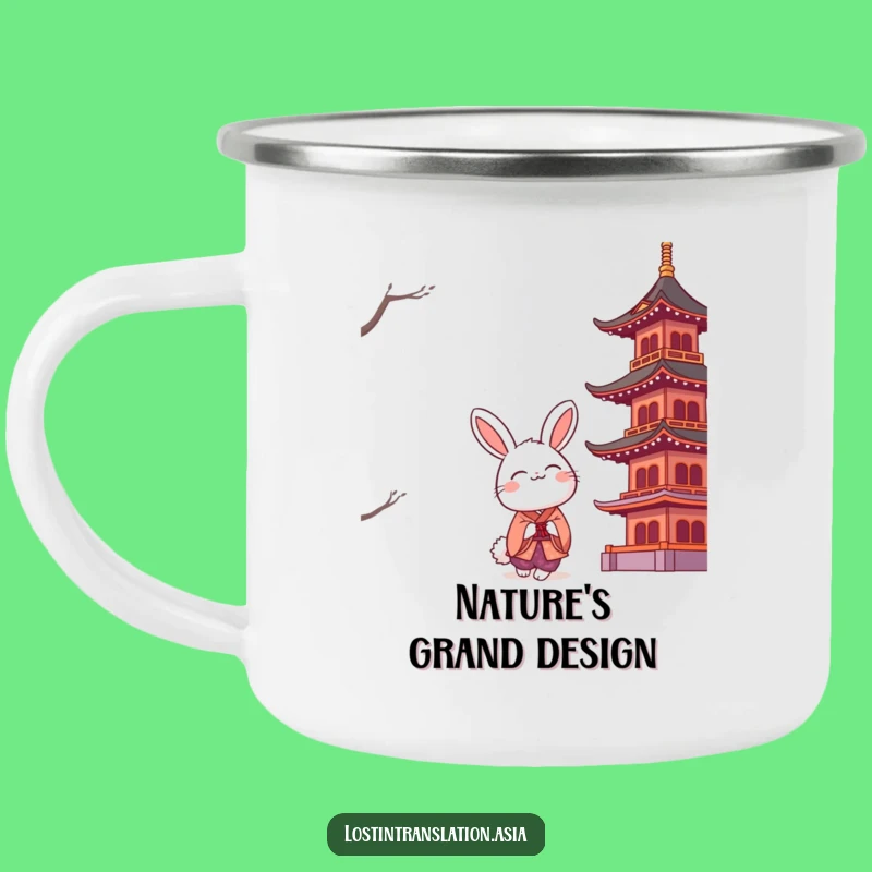 Funny Rabbit Pagoda Camping Mug: Enjoy Your Brews with Eastern Whimsy!