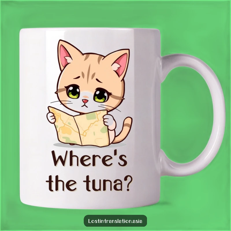 Funny Cat Map Mug - Humorous Feline Explorer Gift