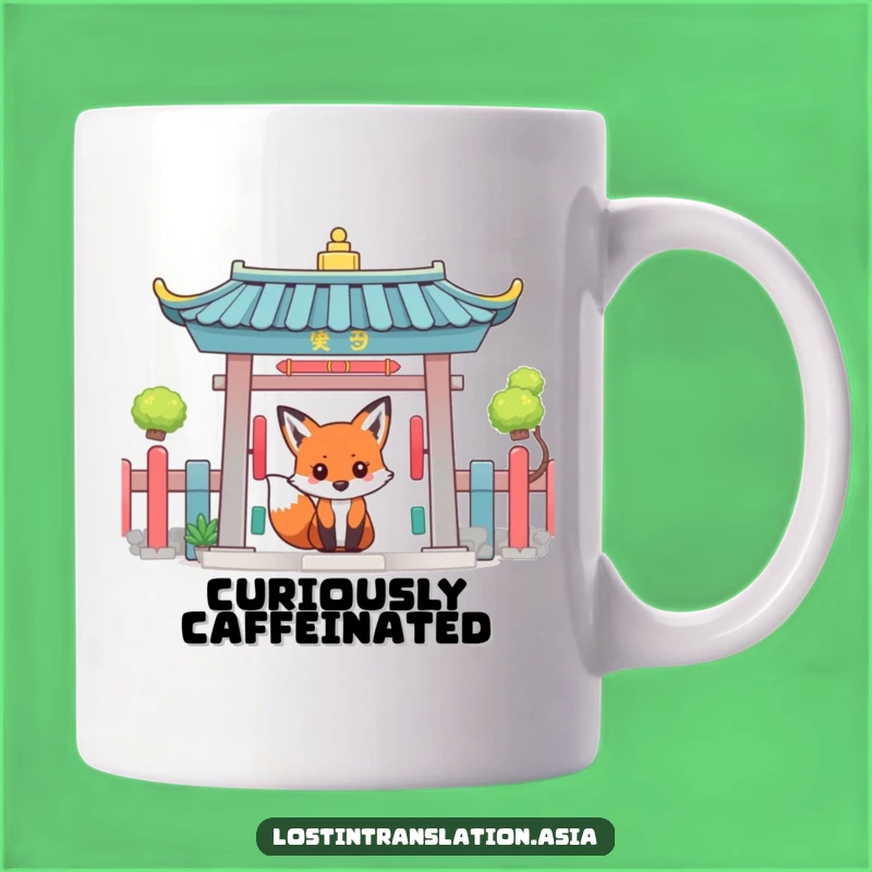 Funny Fox Temple Peek Mug - Whimsical Gift for Curious Souls