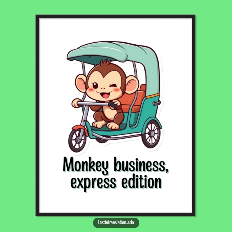 Funny Monkey Rickshaw Digital Print - Instant Urban Vibe!