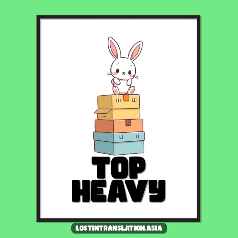 Funny Rabbit Box Balancing Digital Art - Hilarious Instant Download Print