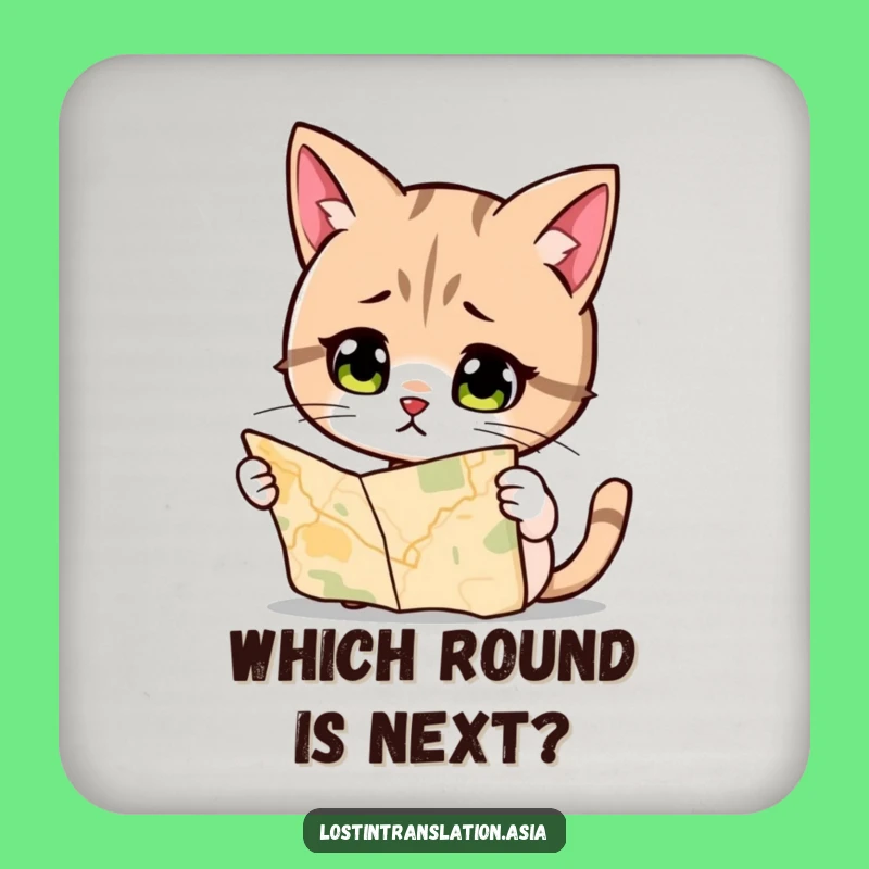 Funny Cat Map Coaster - Humorous Feline Accessory