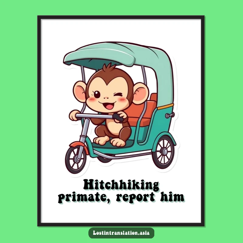 Funny Monkey Rickshaw Poster - Bring Urban Charm Home!