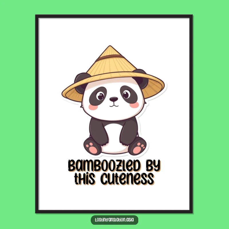 Free Printable Panda Wall Art: Straw Hat Humor Downloadable Cute Decor