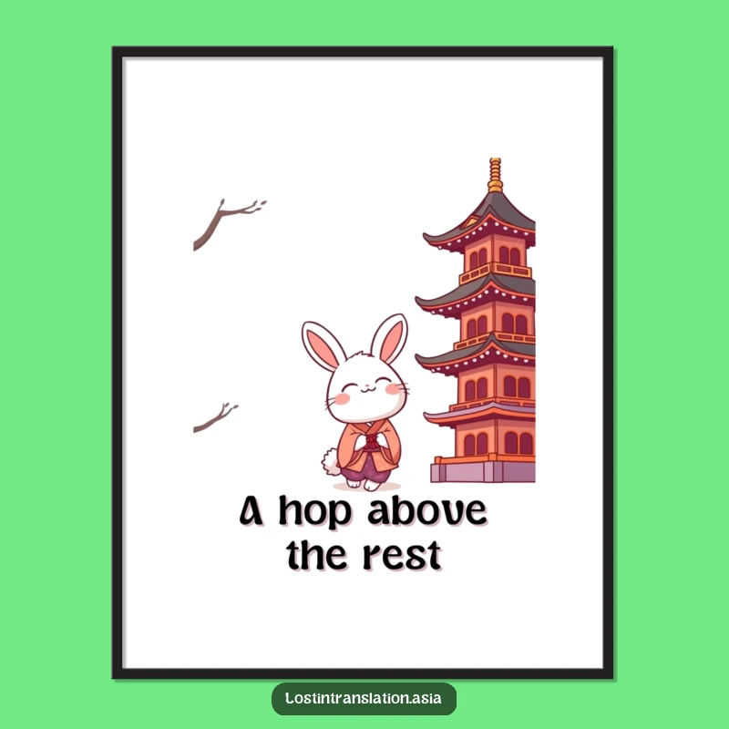 Free Printable Wall Art: Serene Rabbit & Pagoda - Peaceful Downloadable Decor