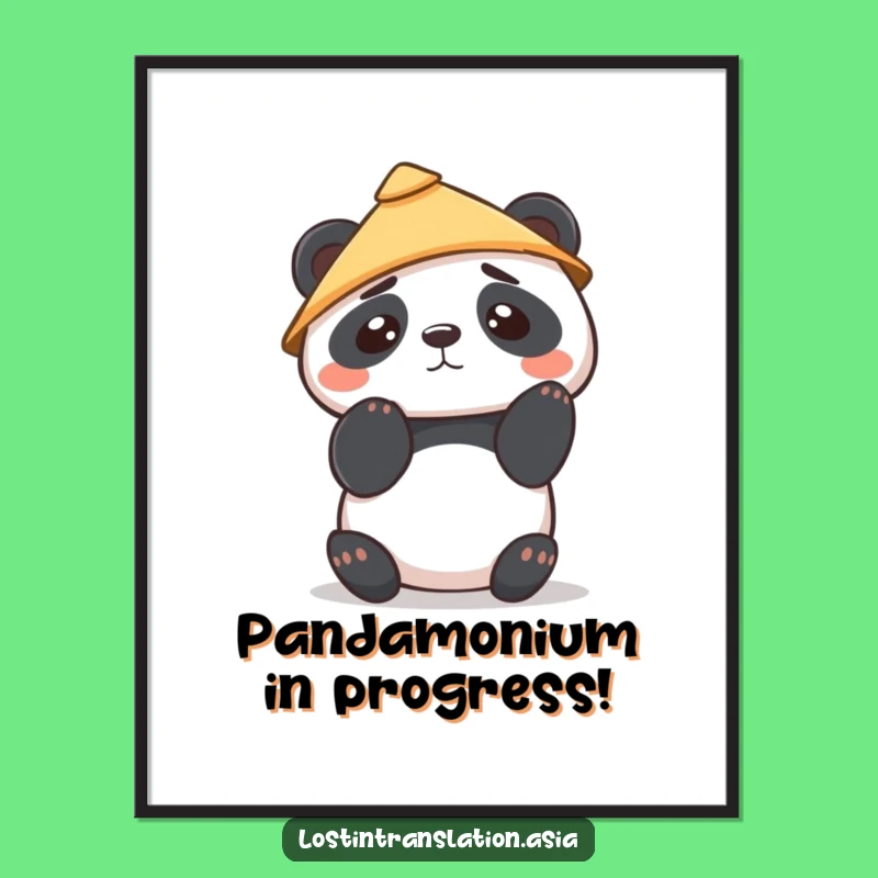Funny Free Printable Panda Art: Confused Hat, Downloadable Decor