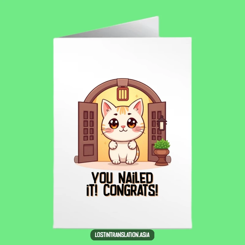 Free Printable Cat Congrats Card: Peeking Surprise, Funny Downloadable Gift