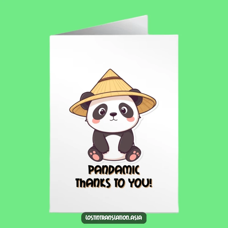 Free Printable Panda Thank You Card: Straw Hat Humor Downloadable Funny Gift