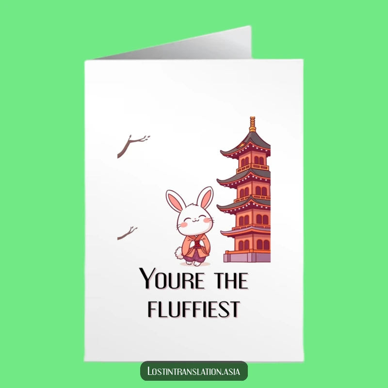 Free Printable Thank You Card: Sweet Rabbit & Pagoda - Gratefulness