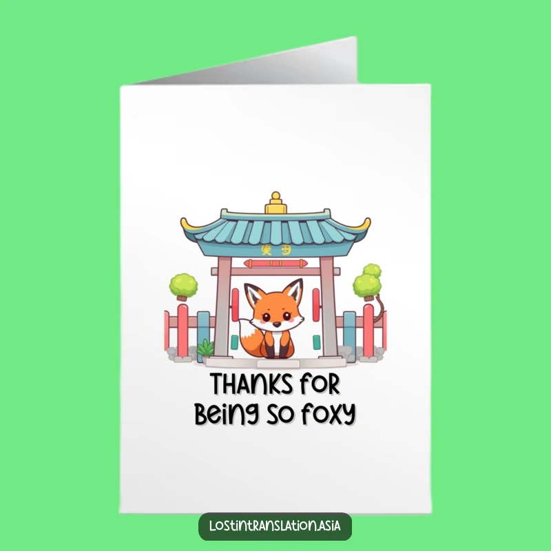 Free Printable Thank You Card: Fox's Temple Gratitude, Funny Downloadable Gift!