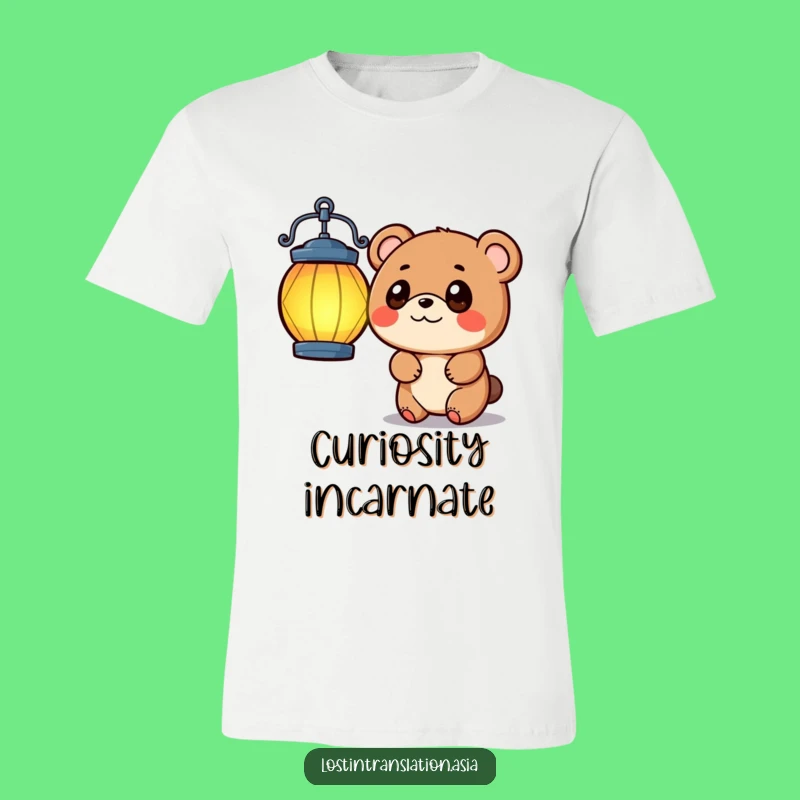 Funny Bear Lantern T-Shirt: Wear Your Curiosity with this Adorable Cub Tee!