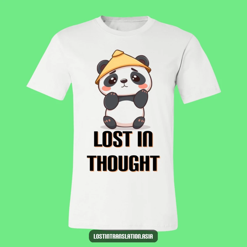 Funny Kawaii Panda T-Shirt: Confused Explorer, Cute Hat, Great Funny Gift