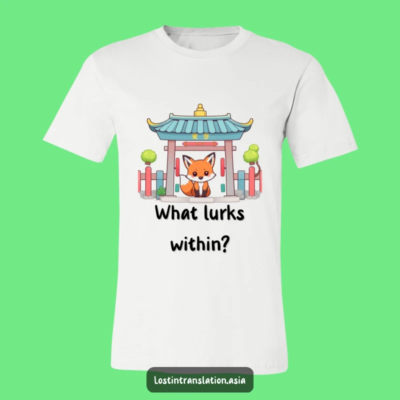 Funny Fox Temple Gate T-Shirt - Explore with Humor Graphic Tee