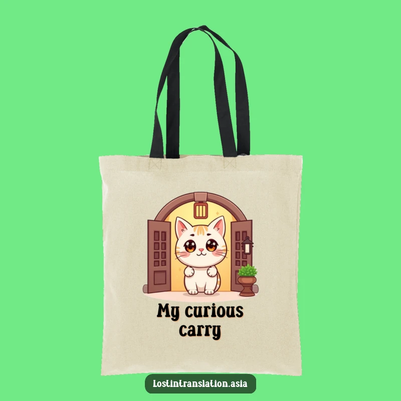 Funny Cat Doorway Tote Bag: Peeking Design, Practical, Perfect Funny Gift